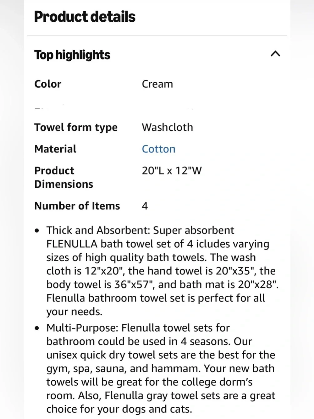 100% Turkish Towel Set - 1 Wash Cloth, Hand, 1 Face, 1 Body, 1 Mat Towel (Cream)